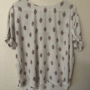 Maurices Cream Cuffed Sleeve Boxy Blouse